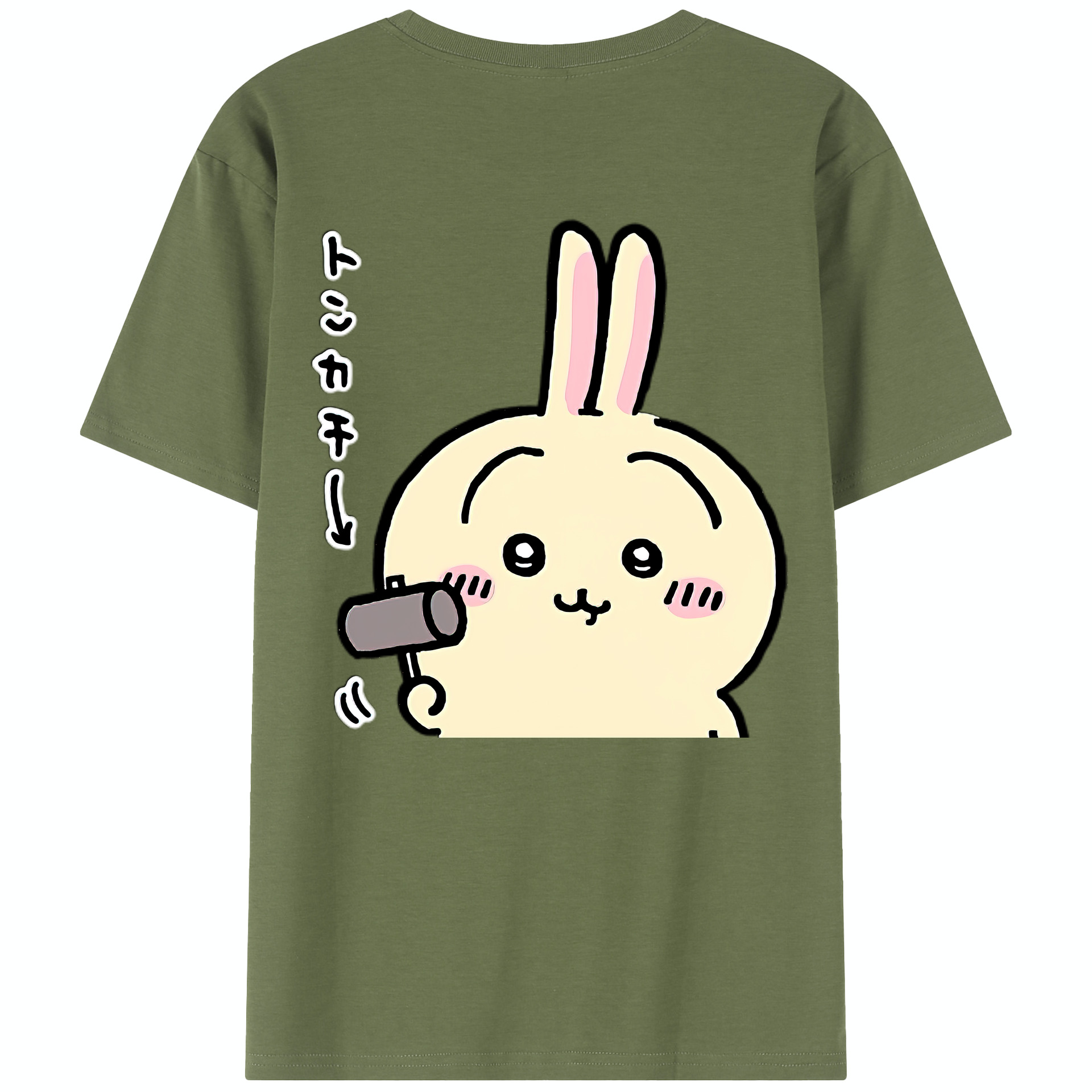 （画像用） ちいかわ うさぎ Chii-kawa usagi 綿100％半袖Tシャツ（背面プリント）